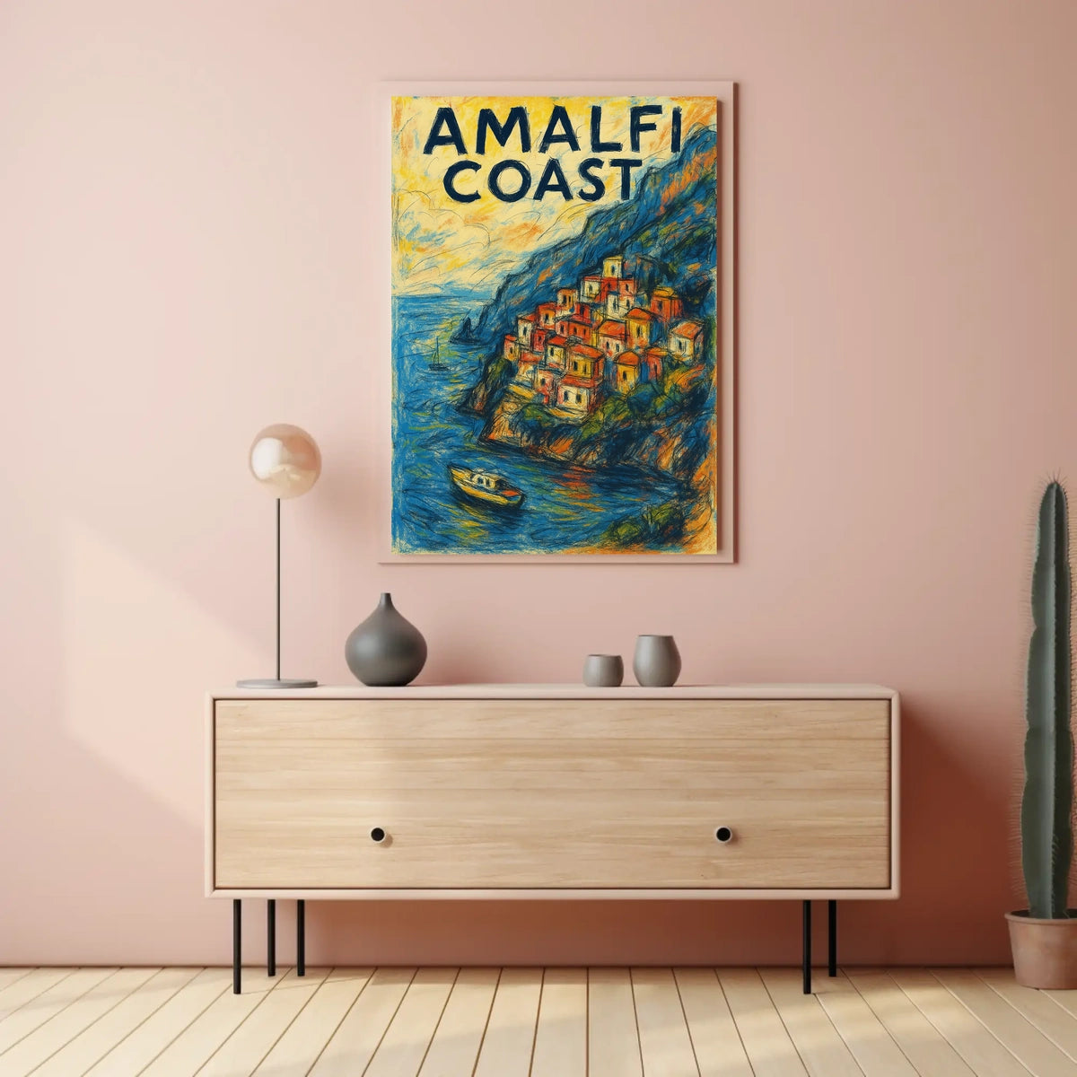 Amalfi Coast Poster Wall Art 18x24 Travel Decor Coastal View