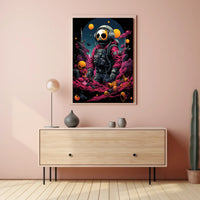 Astronaut in Psychedelic Alien Landscape Poster