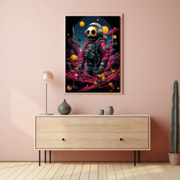 Astronaut in Psychedelic Alien Landscape Poster