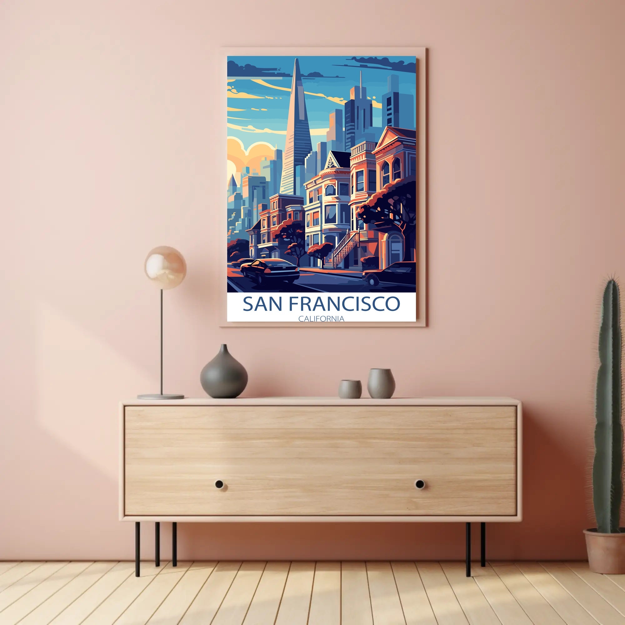 Vibrant San Francisco Urban Scene Cityscape Art Poster