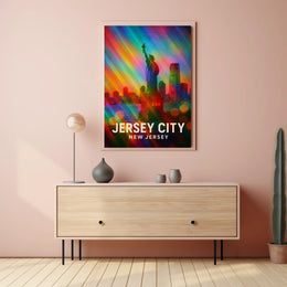 Jersey City Harbor Skyline Urban Realism Collector Poster