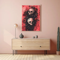 Dark Gothic Skulls with Roses Artistic or Pop Culture Poster