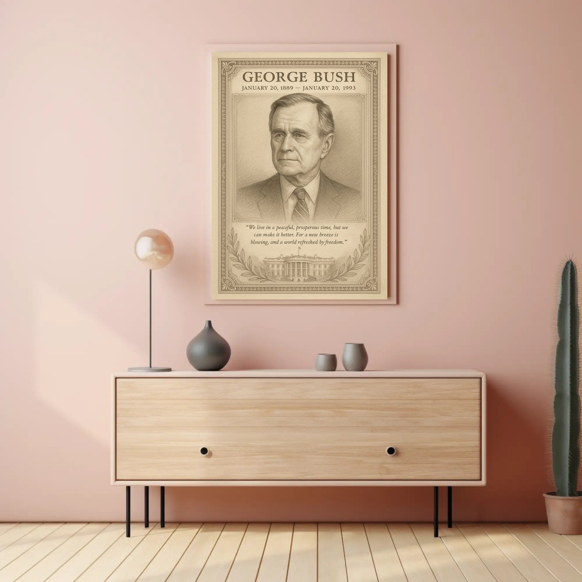 George Bush Presidential Tribute Sketch Poster PosterGoat