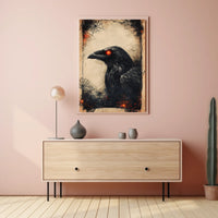 Raven with Red Eyes Artistic Animal Poster
