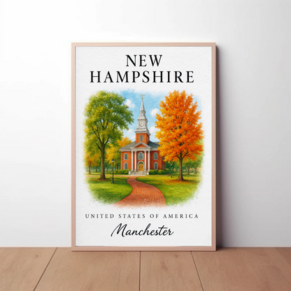 New Hampshire, Manchester Signature Series Vintage Travel Poster