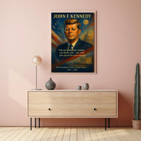 JFK Inspirational Quote Patriotic Vintage Art Poster