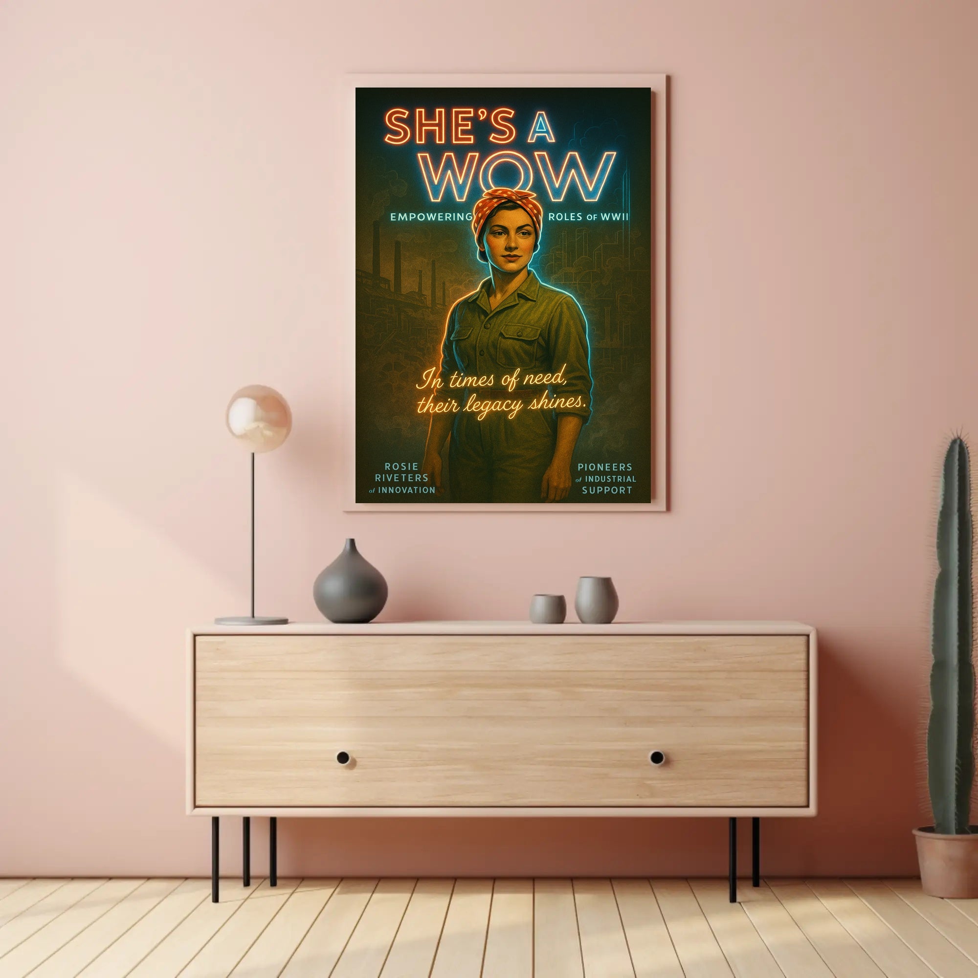 She's a WOW: Empowering Roles of WWII Poster