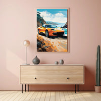 Modern Sports Car Adventure Coastal Road Travel Poster