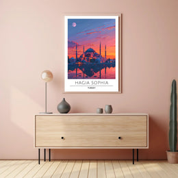 Hagia Sophia Sunset: Captivating Cultural Heritage Poster
