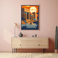 Ancient Egyptian Temple at Sunset Poster