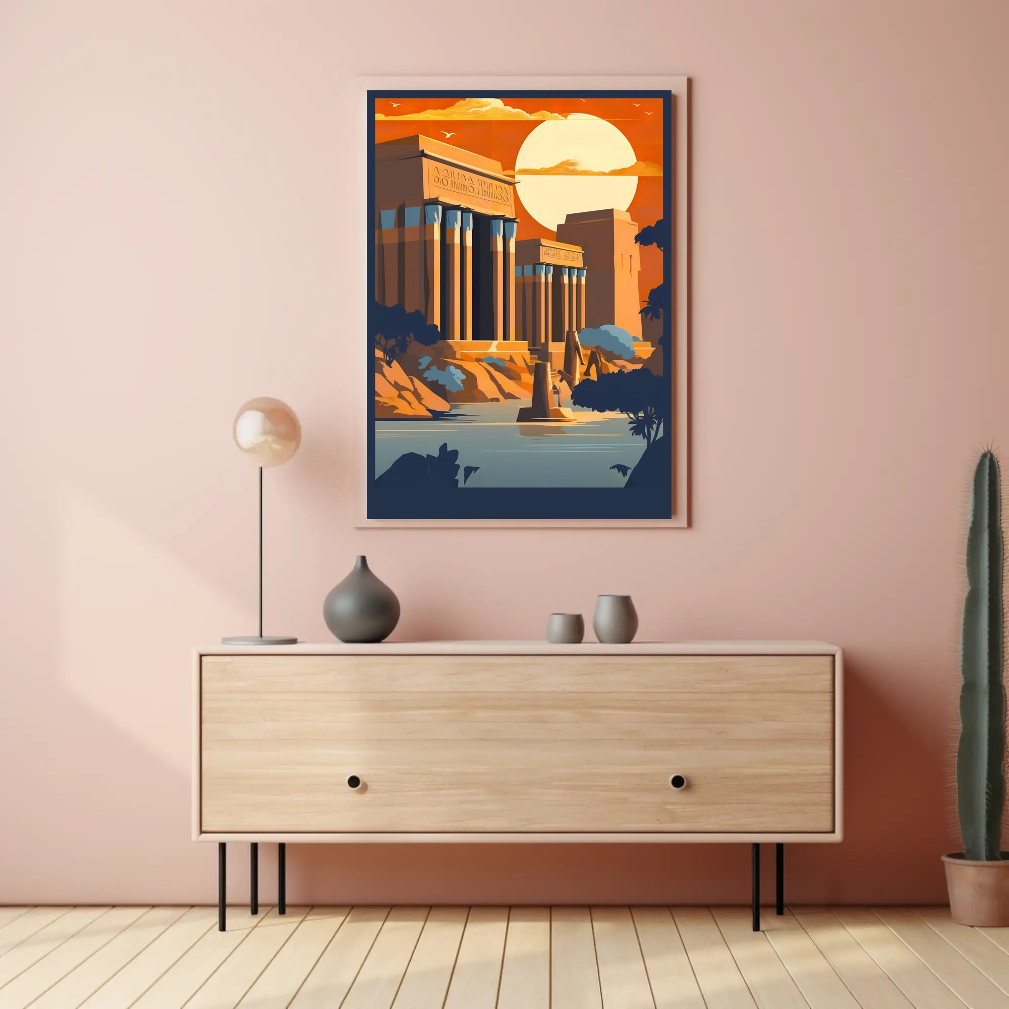 Ancient Egyptian Temple at Sunset Poster