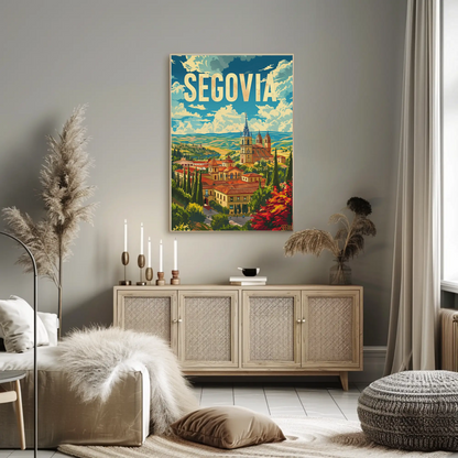 Segovia Cityscape Skyline and Architecture Travel Poster