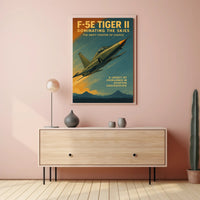 F-5E Tiger II Fighter Jet Vintage Military Recruitment Poster