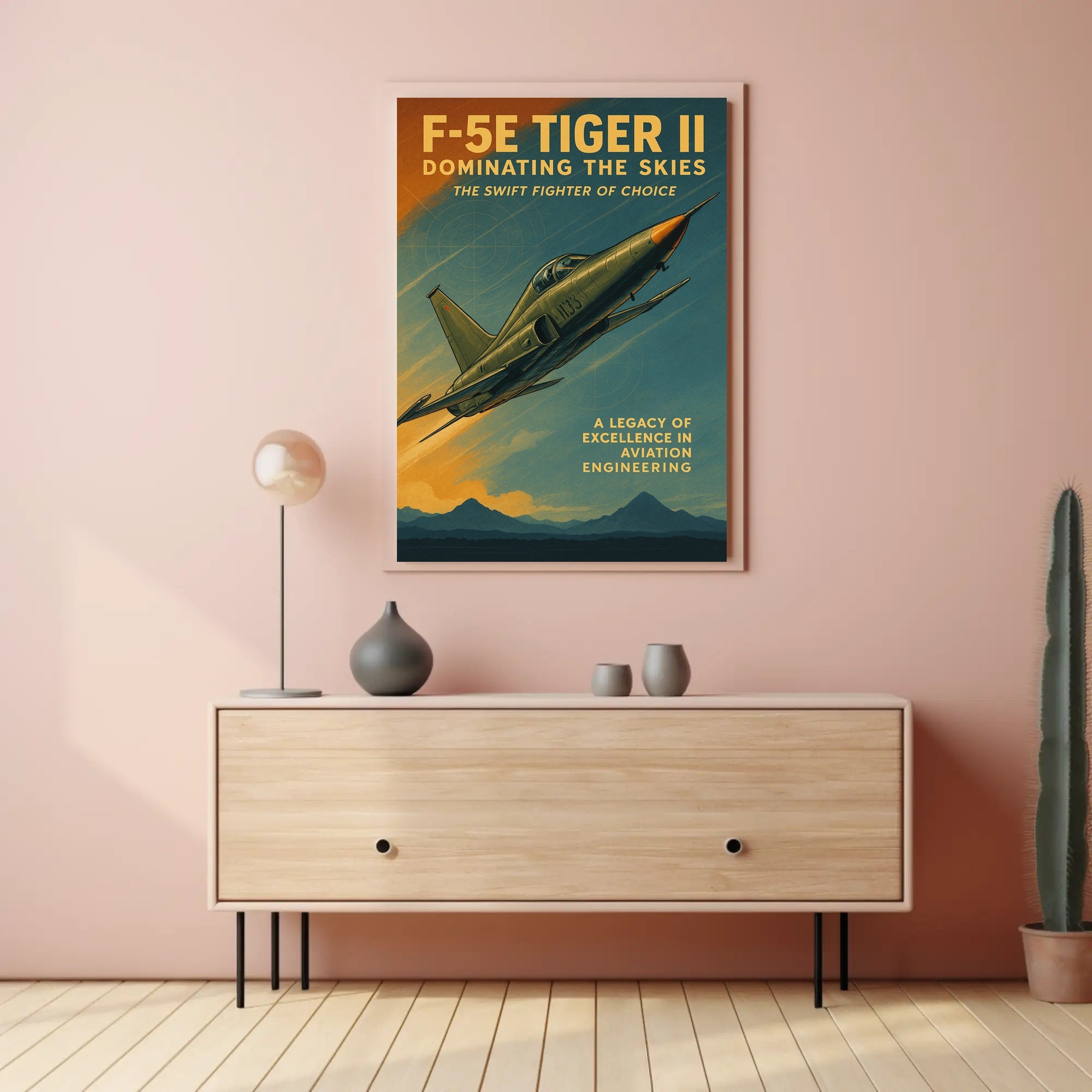 F-5E Tiger II Fighter Jet Vintage Military Recruitment Poster