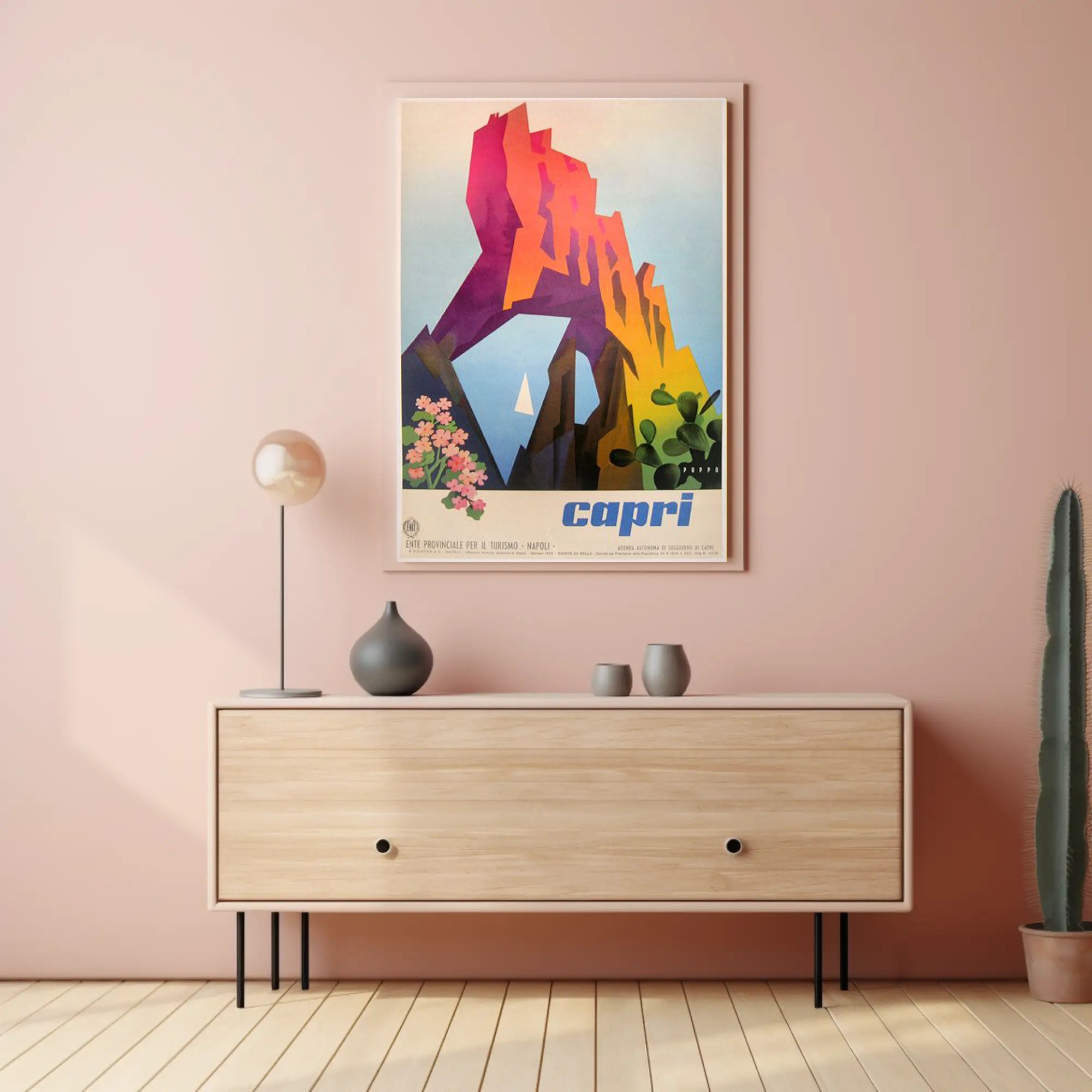 Capri Cliffs Travel Art: Modern Geometric Shapes Travel Poster PosterGoat