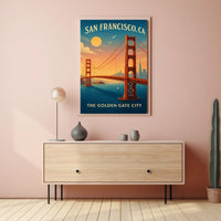 Golden Gate Bridge Vintage Travel Poster Art