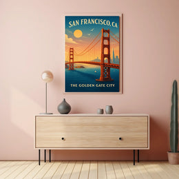 Golden Gate Bridge Vintage Travel Poster Art