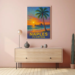 Naples Florida Sunset Poster Coastal Wall Art Decor