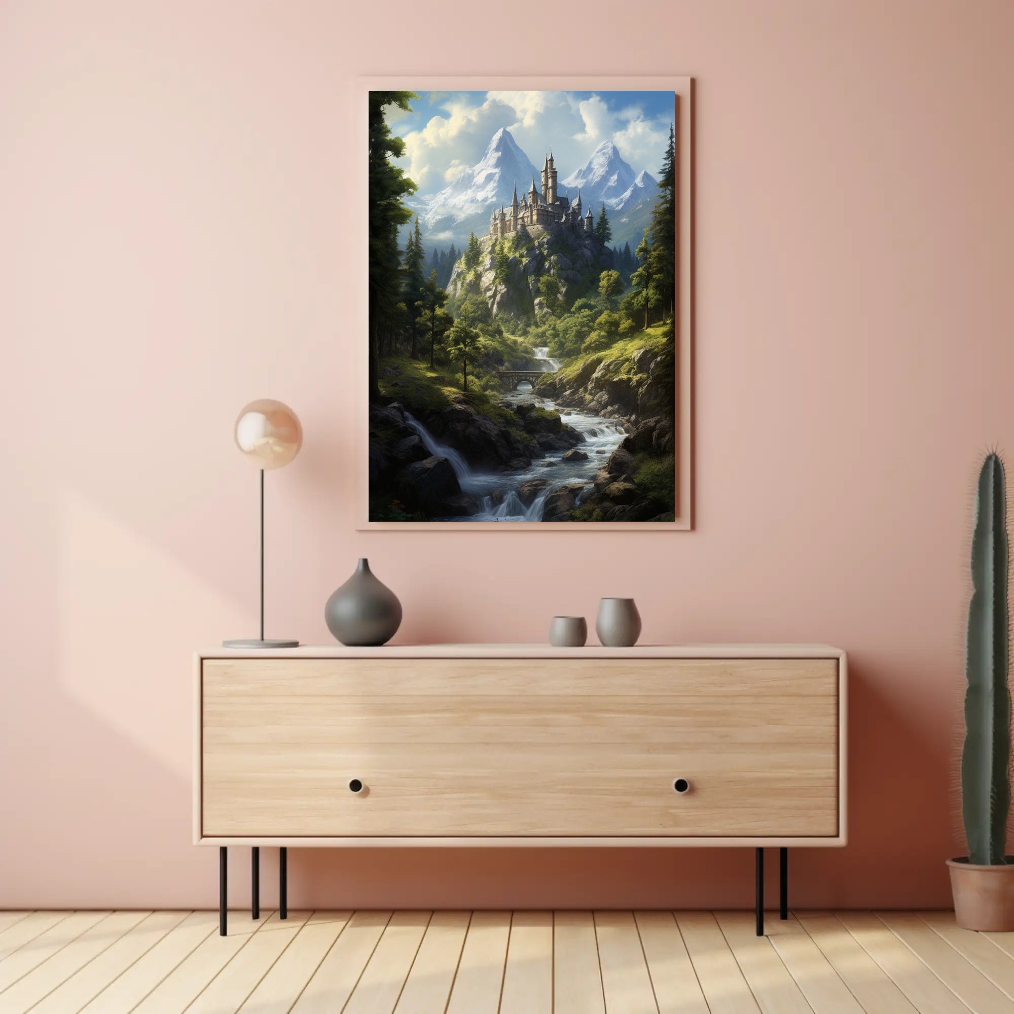 Enchanted Mountain Castle Poster PosterGoat