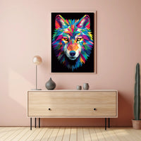 Vibrant Geometric Wolf Poster PosterGoat
