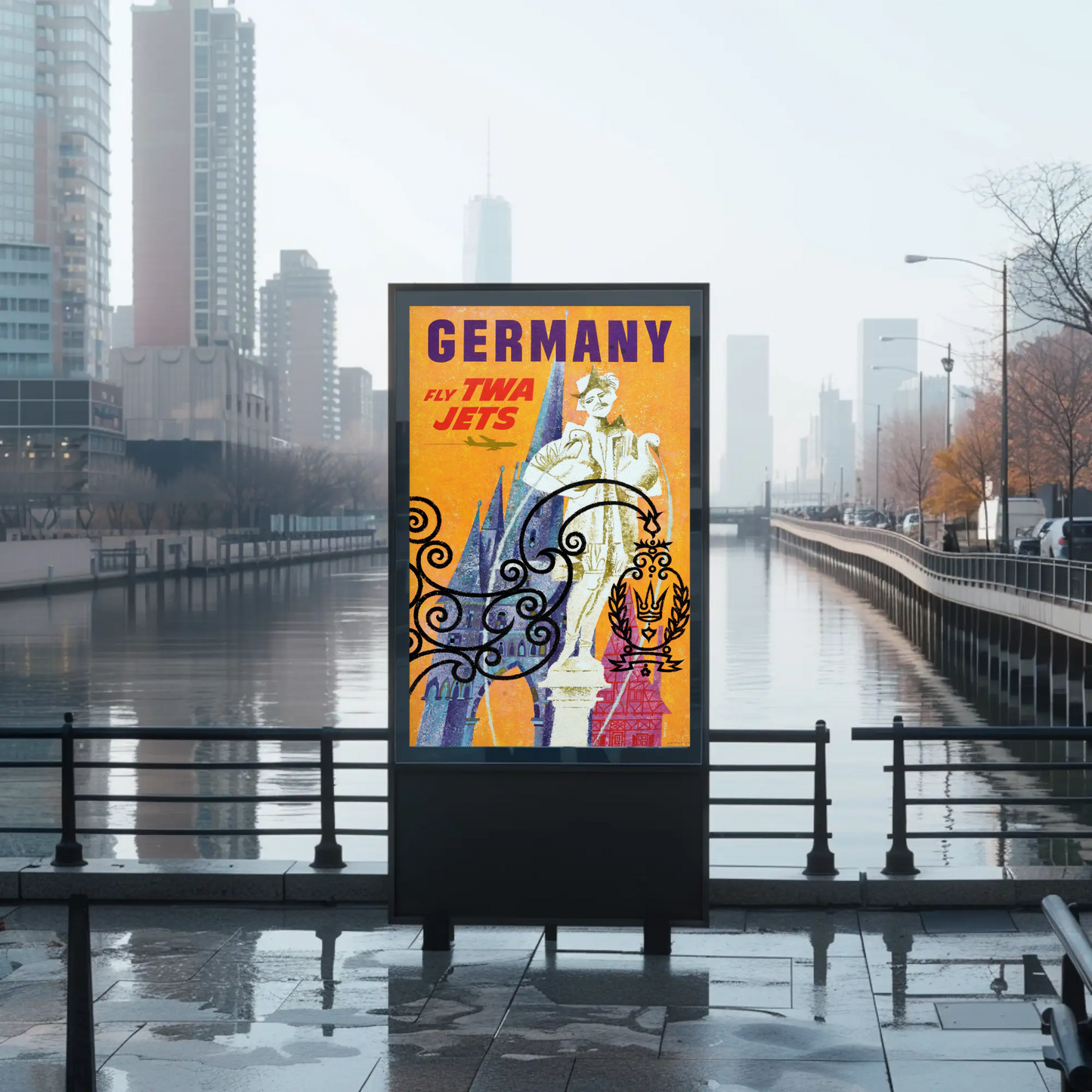 Fly TWA to Germany Travel Poster by David Klein