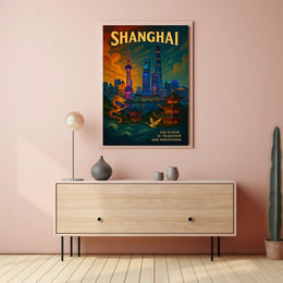 Shanghai's Vibrant Fusion Cityscape Urban or Cityscape Poster PosterGoat