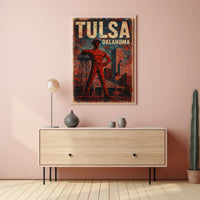 Tulsa Oklahoma Cityscape Vintage Travel Decor Poster