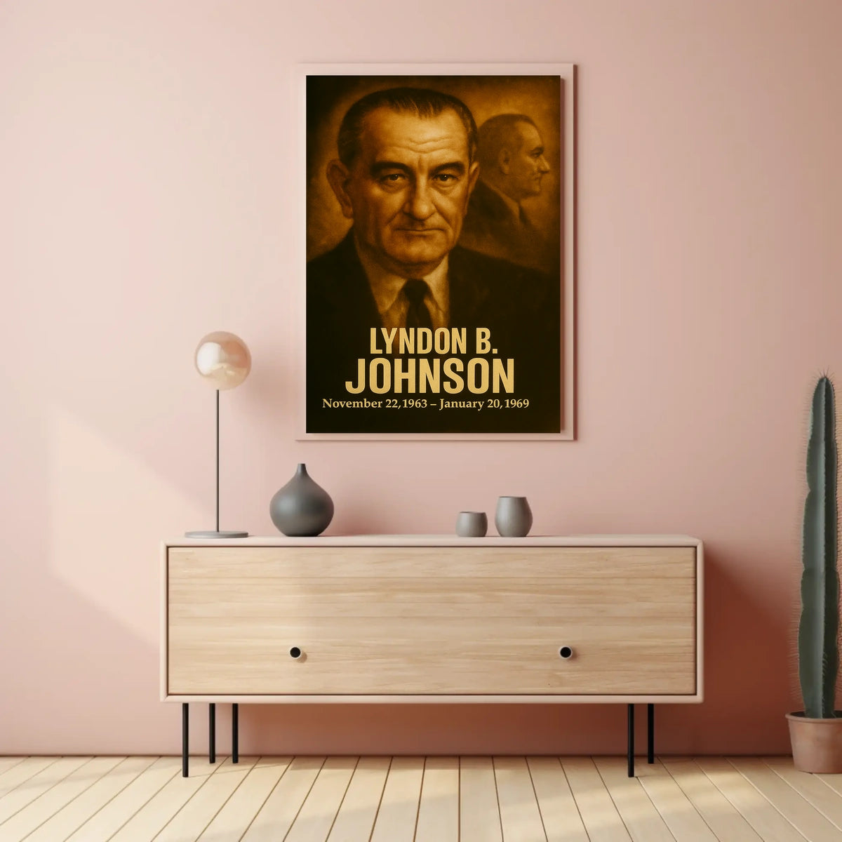 Lyndon B Johnson Presidential Poster Vintage Analog Film Aesthetic Portrait Wall Art Historical Print