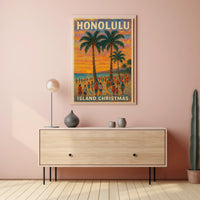 Honolulu Island Christmas Poster