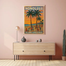 Honolulu Island Christmas Poster