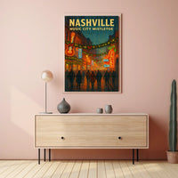 Nashville Music City Mistletoe Poster