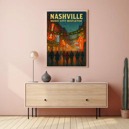 Nashville Music City Mistletoe Poster