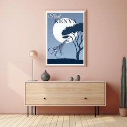 Kenya Wildlife Giraffes Travel Adventure Scenic Travel Poster