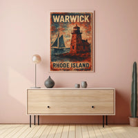 Vintage Maritime Lighthouse Rhode Island Nostalgic Poster