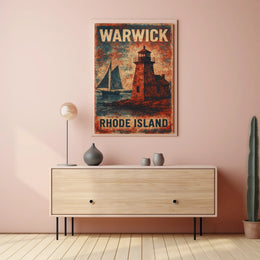 Vintage Maritime Lighthouse Rhode Island Nostalgic Poster