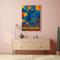 Mosaic Map of Michigan Poster