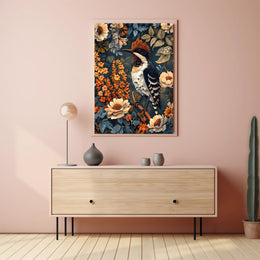 Vibrant Woodpecker Illustration Artistic Poster