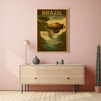 Brazil's Wonders Vintage Steampunk Adventure Poster