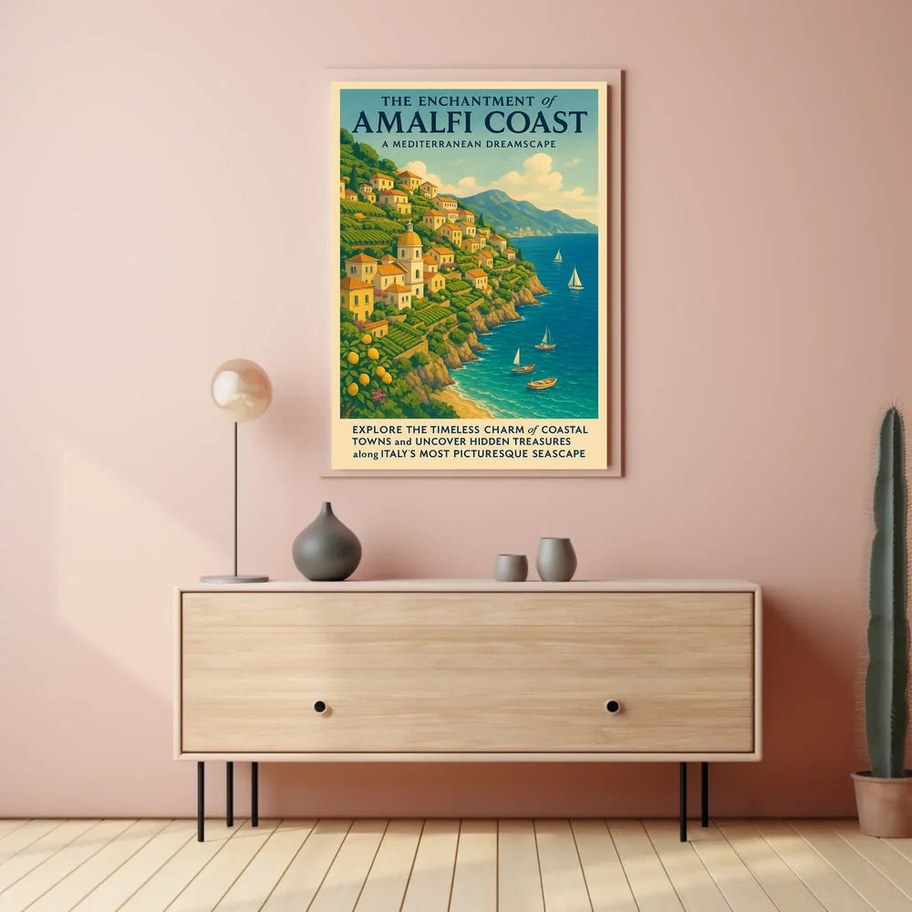 Amalfi Coast Travel Dreamscape Vintage Art Poster