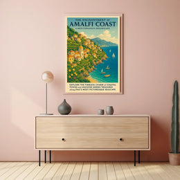 Amalfi Coast Travel Dreamscape Vintage Art Poster