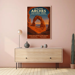 Arches National Park Vintage Adventure Poster Print