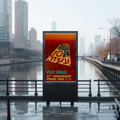 Visit Israel 10th Anniversary Festival Year 1958-1959 Travel Poster
