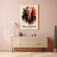 Bill Clinton Watercolor Portrait: Historical or Presidential Poster