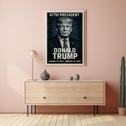 Donald Trump Visionary Leader in Blue Poster