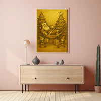 Festive Vintage Santa Christmas Scene Artistic Poster