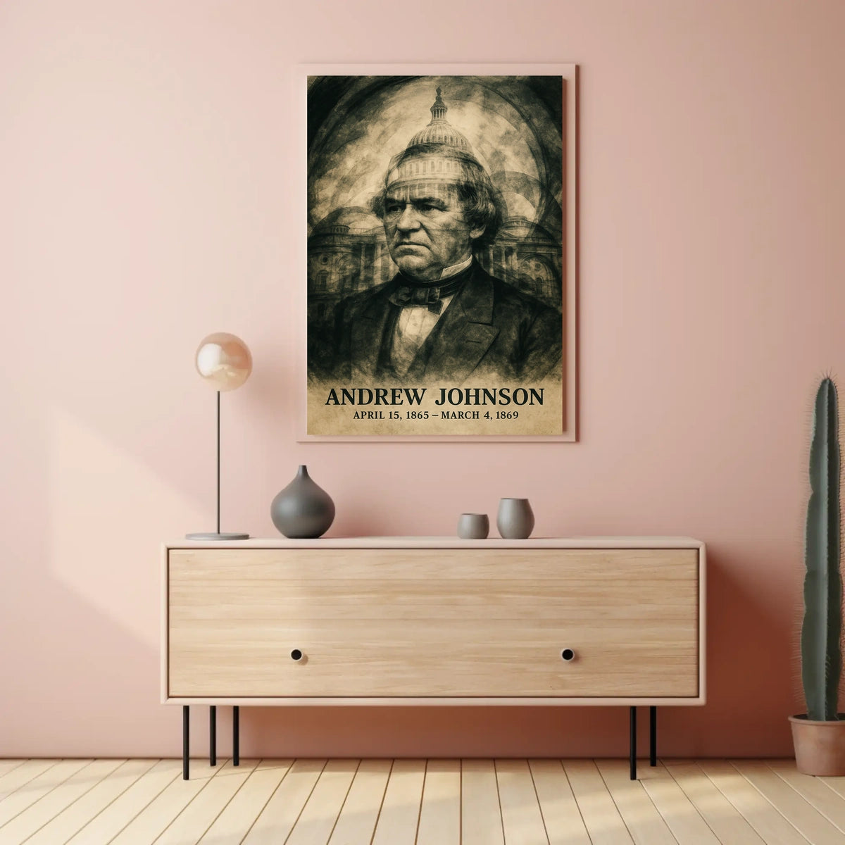 Andrew Johnson 17th President of the United States Double Exposure Poster