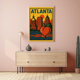 Atlanta Skyline And Peach Poster