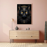 Mystical Golden-Eyed Cat Art Print Animal Poster