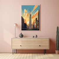Empire Sunset Skyscraper Travel Poster