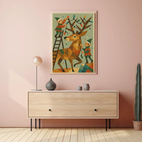 Festive Elves And Reindeer Poster